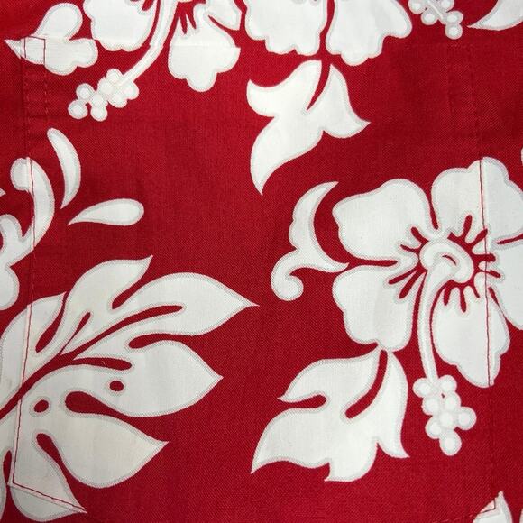 Vintage Hawaiian Men’s Button Up Shirt Red White Hibiscus Floral Print Size 3XL - Picture 4 of 4